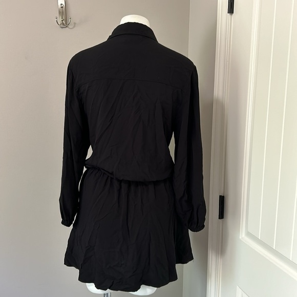 L Space Amelia Mini Dress Black Tie Waist Button Front Long Sleeve Sz XS - Picture 6 of 12